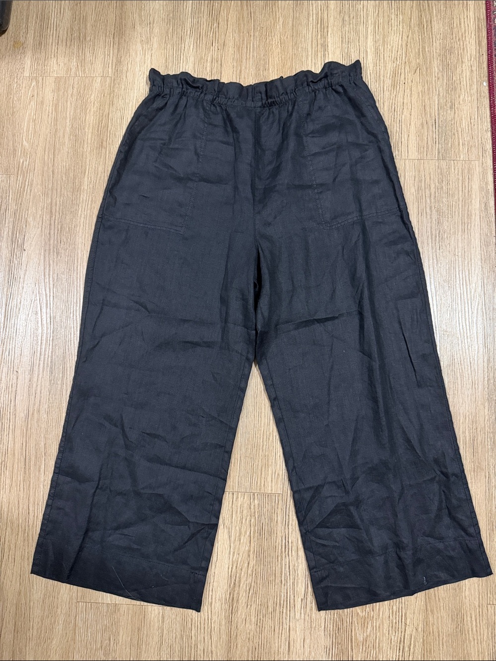 New Donna Karan Wide-Leg Linen Pants with Elastic Waist Xl